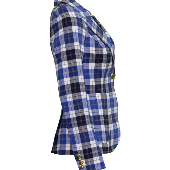 Smythe Patch Pocket Duchess Blazer Blue Plaid - Picture 4 of 5